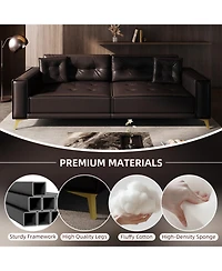 Streamdale Furniture 92.1" King Size Pull Out Sofa Bed, 3-in-1 Faux Leather Convertible Sleeper Sofa