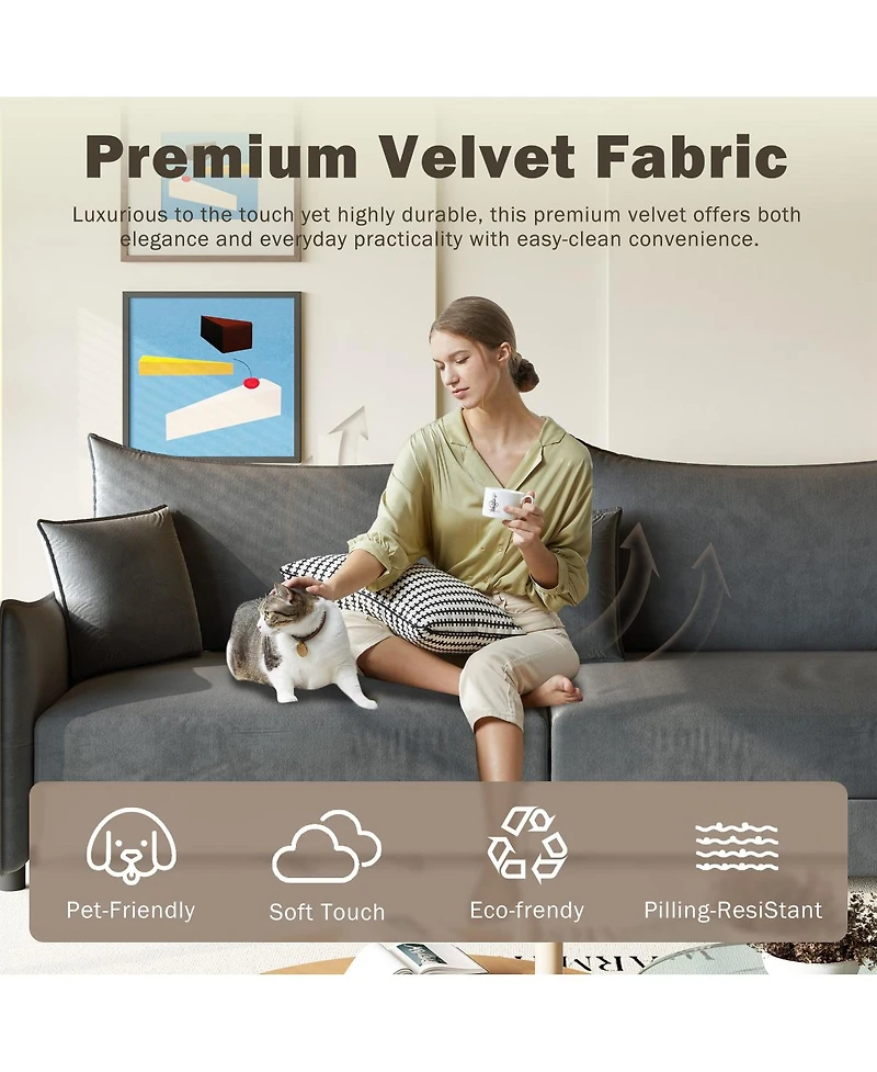 Streamdale Furniture 81.9" King Pull Out Sofa Bed, 3-in-1 Convertible Velvet Couch with Pillows