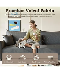 Streamdale Furniture 81.9" King Pull Out Sofa Bed, 3-in-1 Convertible Velvet Couch with Pillows