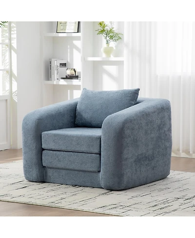 Streamdale Furniture Convertible Chenille Sofa Bed with Pillow - Single Seater