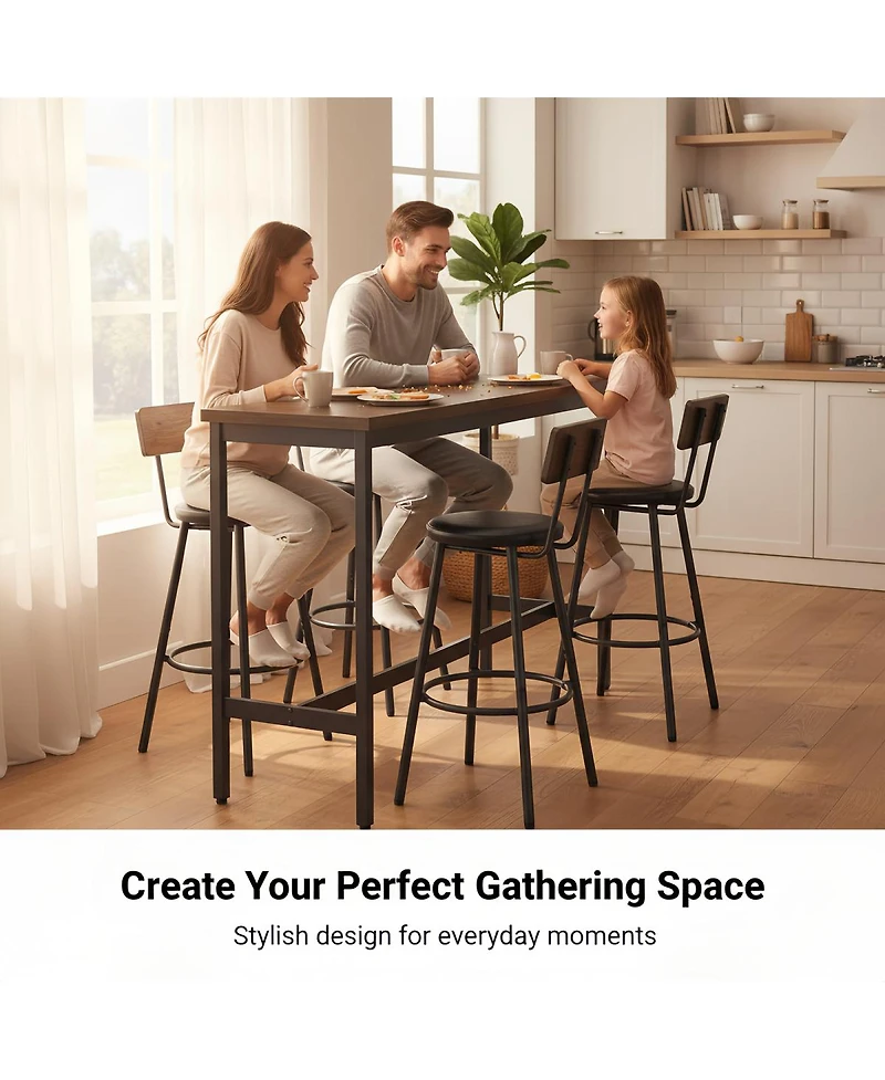 Streamdale Furniture Bar Table and Chairs Set for 3, 4 Piece Industrial Dining Set with Stools