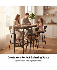 Streamdale Furniture Bar Table and Chairs Set for 3, 4 Piece Industrial Dining Set with Stools