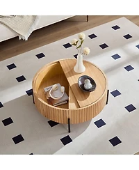 Boyel Living Round Coffee Table with Storage, Modern Accent Table with Rotating Top & Metal Legs for Living Room, Bedroom, Apartment