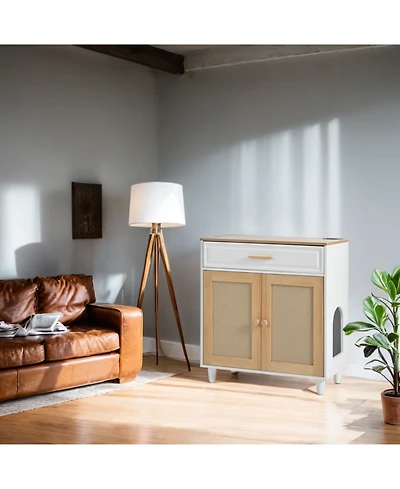 Streamdale Furniture Cat Litter Box Furniture with Scratching Door & Socket