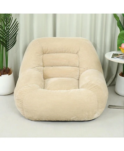 Streamdale Furniture Camel Corduroy Beanbag Couch for Living Room, Bedroom & Dorm - Cozy Mini Couch