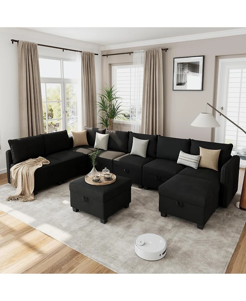 gaomon Modular Sofa Sectional Sleeper Couch Two Ottomans Nine Seat Convertible U Shaped Sofa Storage Oversized Living Room