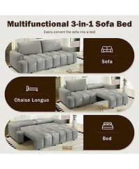 Streamdale Furniture Comfy 90.2" 4-Seater Teddy Fabric Convertible Sleeper Sofa Bed