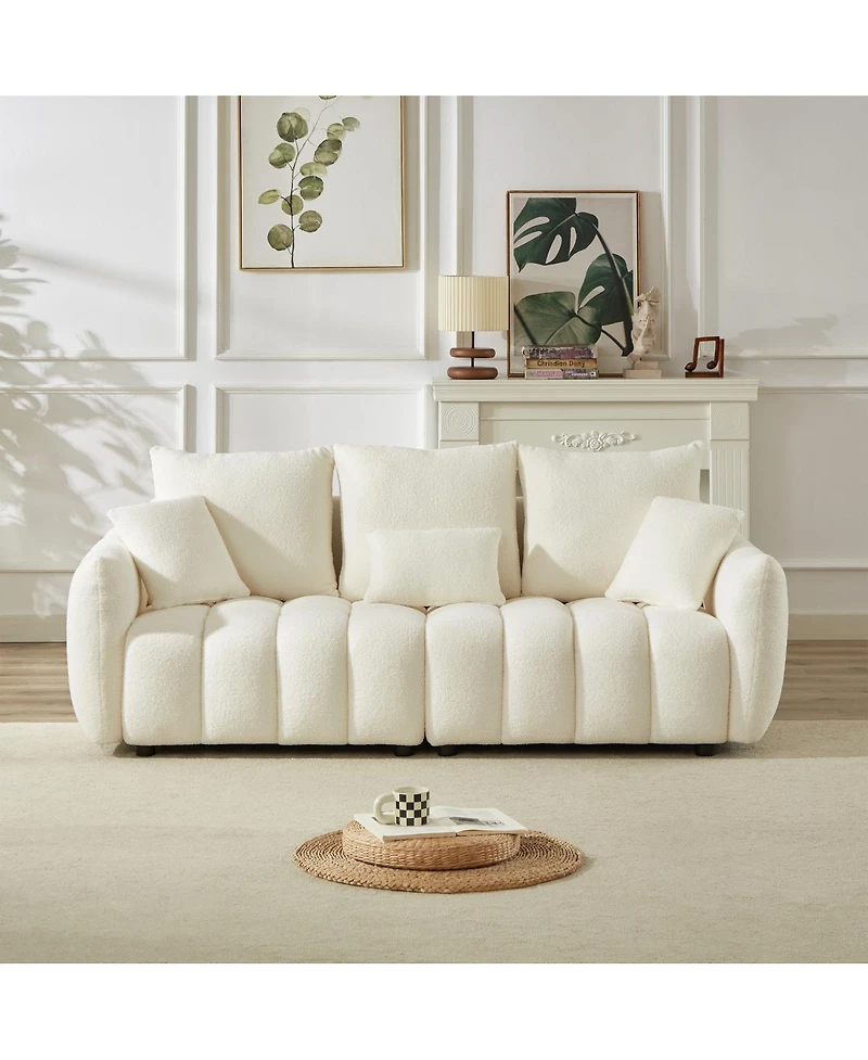Streamdale Furniture Streamdale 3 Seater + 3 Seater Combo Sofa, Modern Living Room Teddy Sofa, Wooden Frame