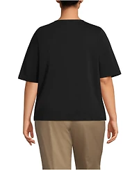 Lands' End Plus Supima Jersey Half Sleeve Splitneck Shirt
