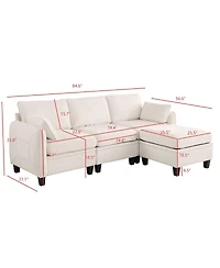 Streamdale Furniture 85" Beige Modular Sectional Sofa with Storage Ottoman