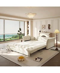 Streamdale Furniture Streamdale Queen Pull Out Sofa Bed with Fabric Flower Design, Velvet Loveseat Bed