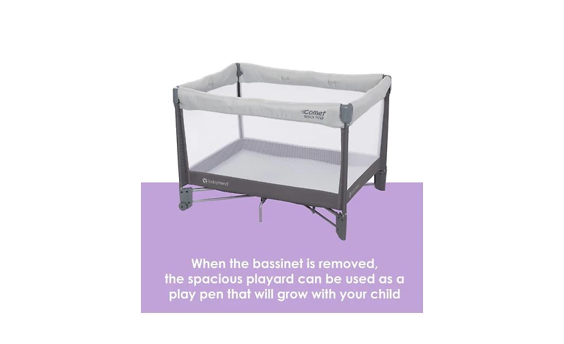 Baby Trend Kids Trend Comet Quick-Fold Playard with Hanging Bassinet
