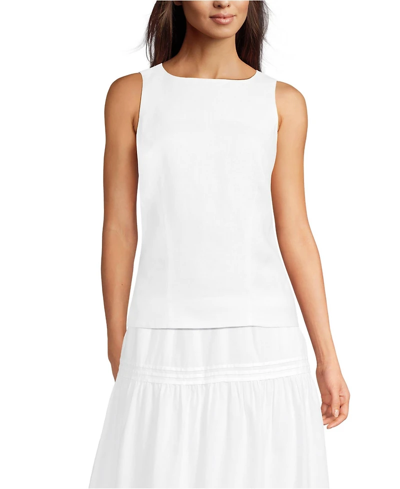 Lands' End Women's Linen Sleeveless Peplum Top