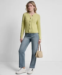 Dkny Jeans Women's Long-Sleeve Tuck Stitch Crewneck Cardigan