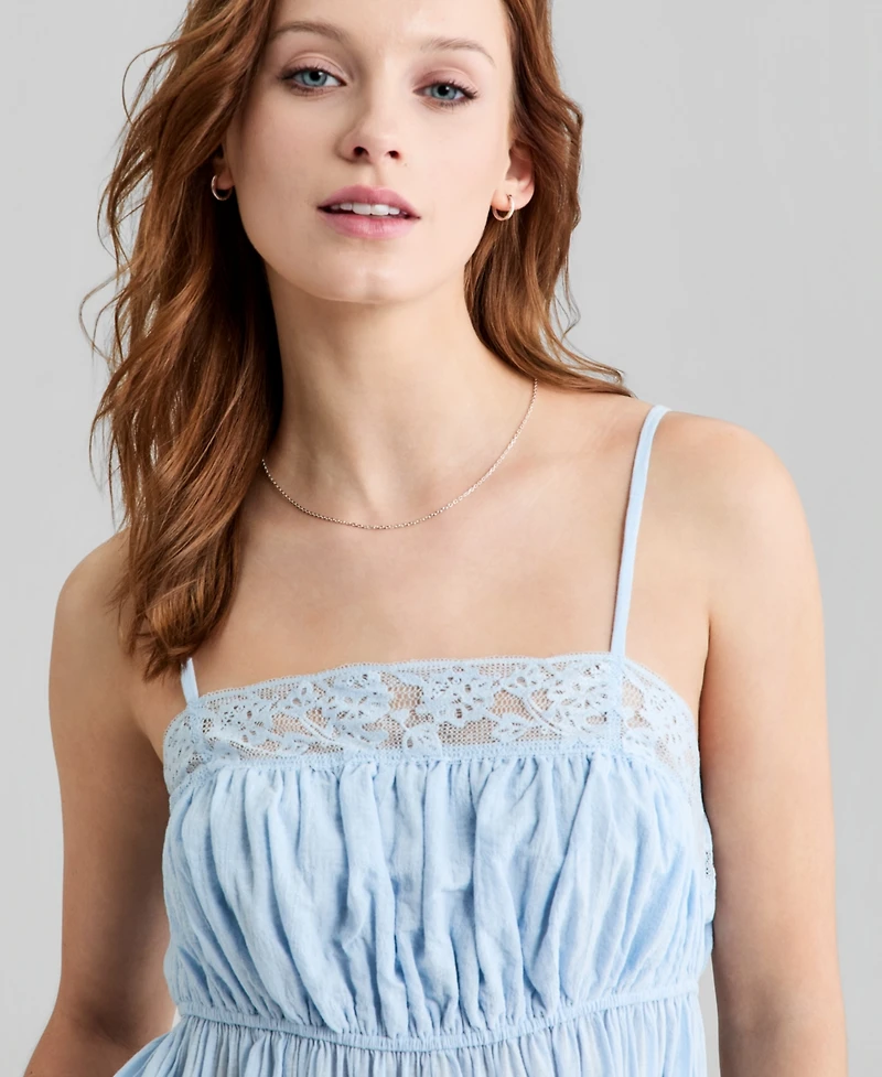 And Now This Petite Asymmetrical Lace Trim Pull-On Top, Macy's Exclusive