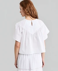 And Now This Women's Cotton Crochet-Trim Short-Sleeve Top, Macy's Exclusive