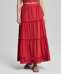 And Now This Women's Cotton Tiered Pull-On Maxi Skirt