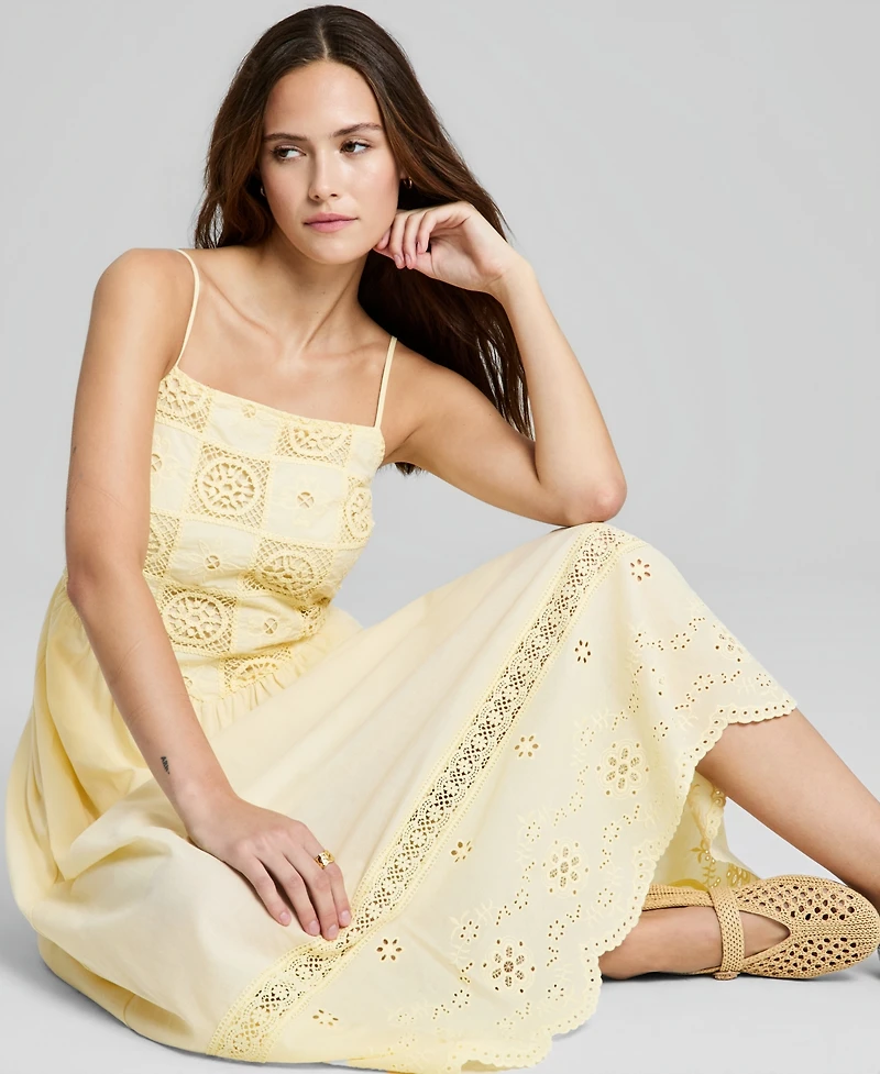 And Now This Women's Cotton Patchwork Top Maxi Dress, Macy's Exclusive