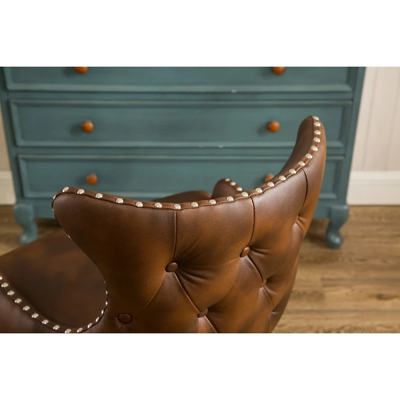 Streamdale Furniture Tufted Button Back barrel chair with Nailhead, Brown