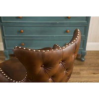 Streamdale Furniture Tufted Button Back barrel chair with Nailhead, Brown
