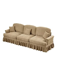 Streamdale Furniture Streamdale Mid Century Chenille 3 Seater Sofa, Flared Arms, Removable Skirt