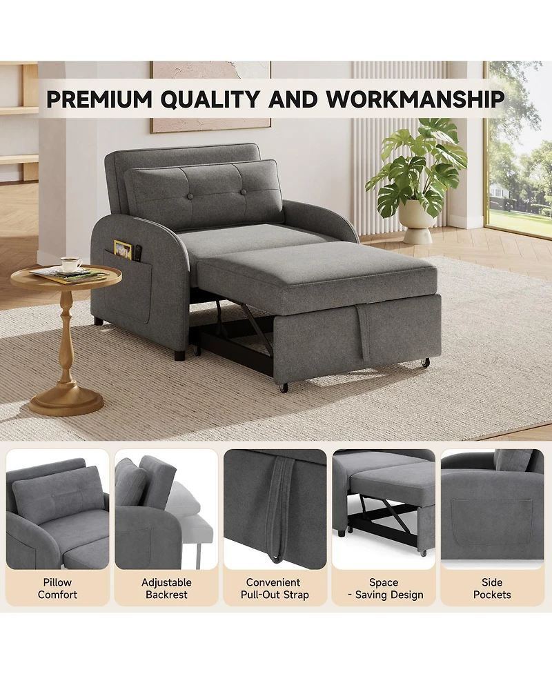 Streamdale Furniture 3-in-1 Convertible Sleeper Sofa Bed with Pillow & Pocket