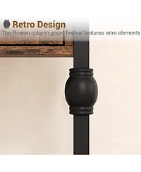 gaomon Set of 2 Industrial End Tables with Wooden Top, Drawer and Storage Shelf