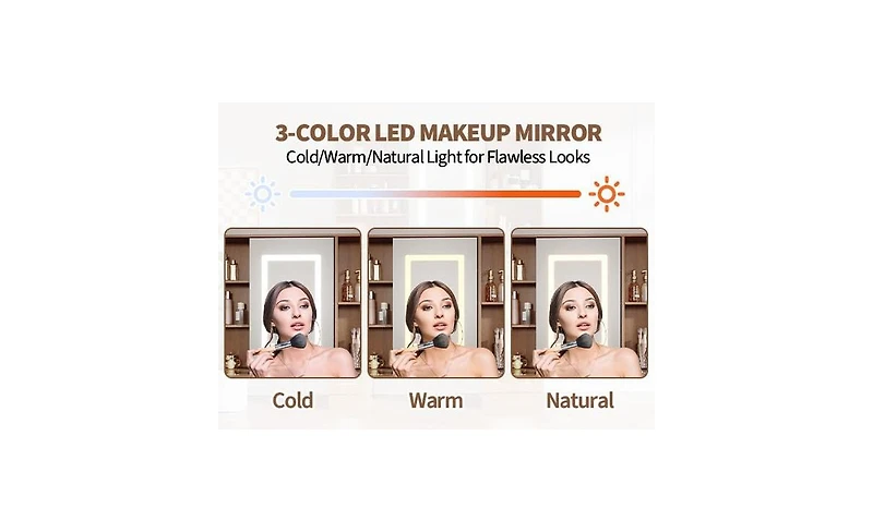 gaomon Large Makeup Vanity Desk with 3-Color Led Sliding Mirror