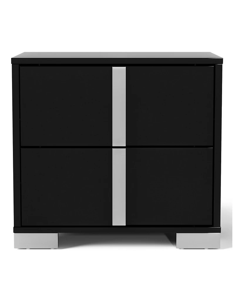 Erina 23.5" Wood Glossy 2-Drawer Nightstand