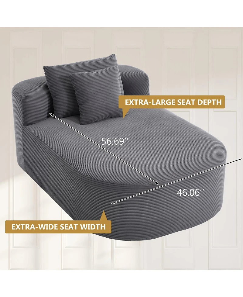 Streamdale Furniture 67.5" Indoor Corduroy Oversized Sleeper Sofa with Deep Seat Lounge