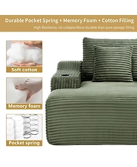 Streamdale Furniture 67" Corduroy Oversized Sleeper Sofa with Wide Armrest, No Assembly Required