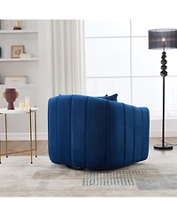 Streamdale Furniture Upholstered 360° Swivel Accent Barrel Chair and Half Cozy Sofa with 3 Pillows