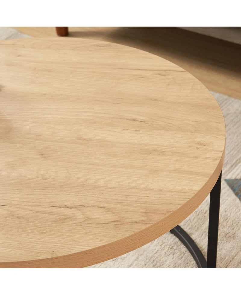 Streamdale Furniture 31.5" Round Coffee Table - Modern Industrial Wood & Metal Center Table