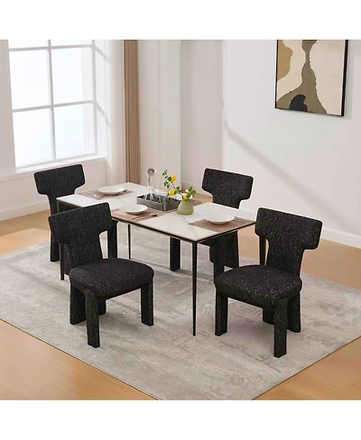 Streamdale Furniture Modern Chenille Dining Chair Set of 4, Armless Curved Back Accent Chairs