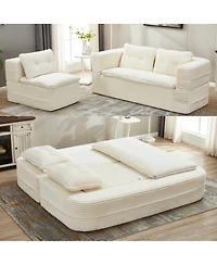 Streamdale Furniture Multi-Functional Sectional Sofa Bed with Chaise Lounge & Blanket