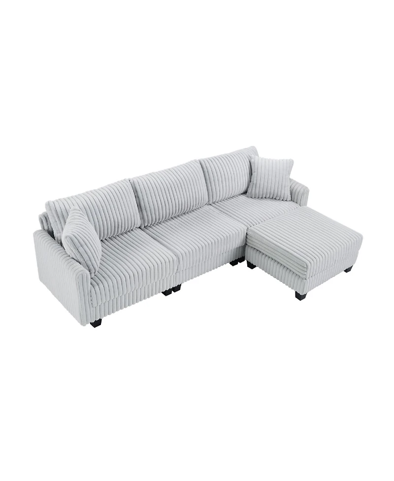 Streamdale Furniture 100-inch L-shaped corduroy sofa with modular seating and built-in charging ports