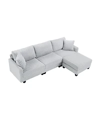 Streamdale Furniture 100-inch L-shaped corduroy sofa with modular seating and built-in charging ports