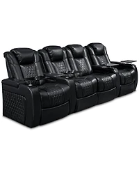 Streamdale Furniture Power Recliner 4 Pc, Top-Grain Nappa, Adjustable, Smart Charging, Rgb Led