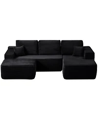 Streamdale Furniture 104" U-Shape Cloud Sectional Sofa with Chaise & Side Pockets, Plush Fabric