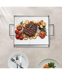 Ecooso 18 x 16 Inch Stainless Steel Griddle Plate for Gas Grill with Handles