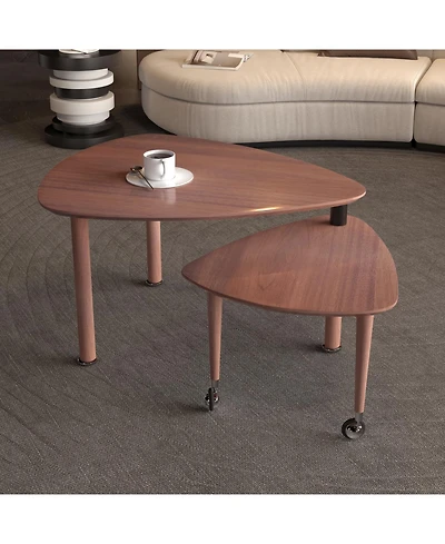 Streamdale Furniture 360 Rotatable Coffee Table for Living Room, Solid Wood Legs, Modern Apartment Furniture