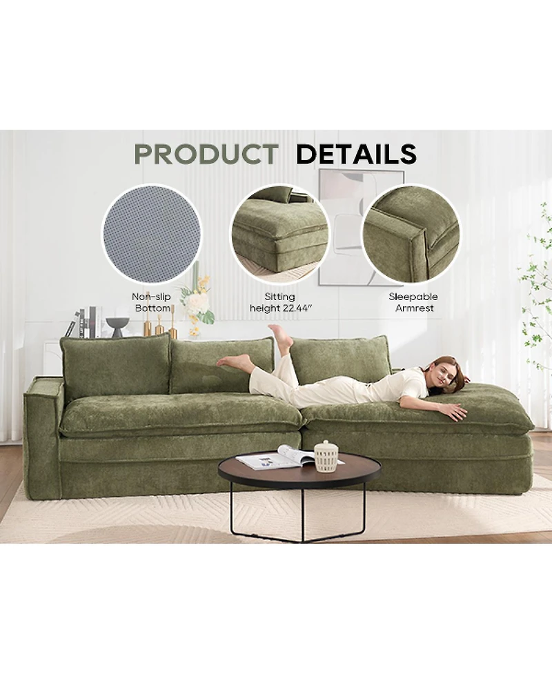 Streamdale Furniture Modern Minimalist Modular Sectional Sofa with Right Facing Chaise