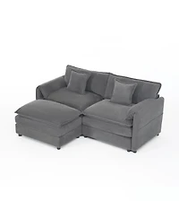 Streamdale Furniture Deep Seat Sectional Sofa Cloud Couch with Ottoman, Modern Chenille Comfy Love Seat