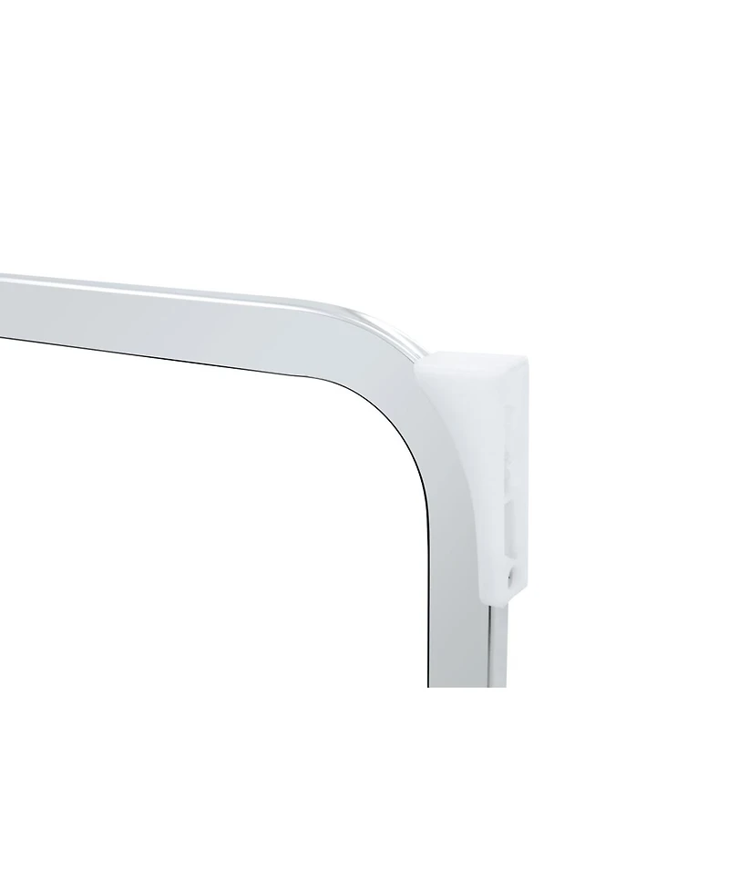 Streamdale Furniture Dining Chairs Set of 4, Light Gray Faux Leather w/ Gold Mesh, Silver Ring, Chrome Handle