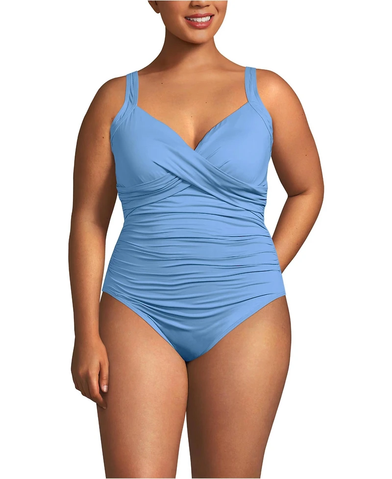 Lands' End Plus Sweetheart Underwire Wrap One Piece Swimsuit