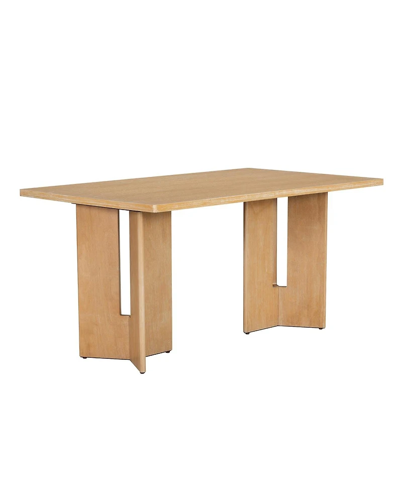 Streamdale Furniture Farmhouse Wood Dining Table Set for 6, 60" Rectangular Table with Upholstered Chairs