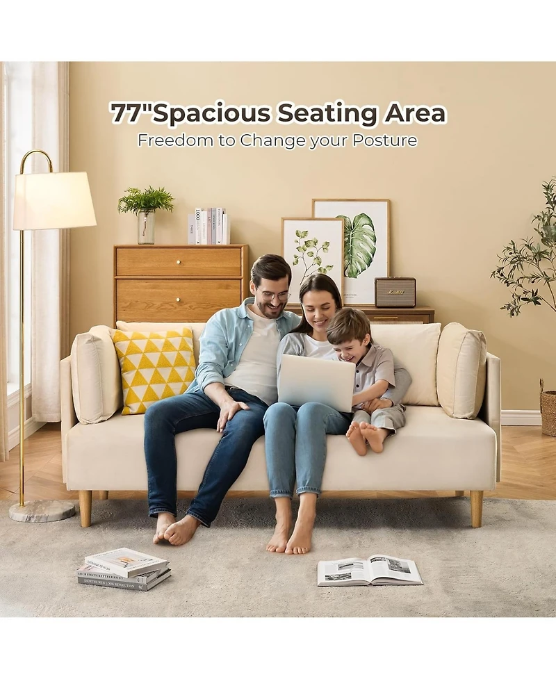 gaomon 76 Inch Loveseat Sofa Modern Velvet Two Seat Couch for Living Room Deep Seat Armrest Pillows Bedroom Office