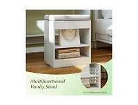 Slickblue Vanity Table Set with Lighted Mirror and Cushion Stool-Black