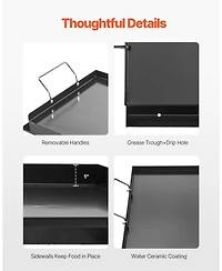 Ecooso 24 x 16 Inch Carbon Steel Griddle Plate for Gas Grill with Handles