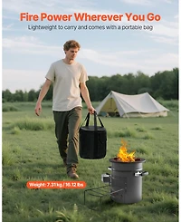 Ecooso Portable Spcc Steel Camping Rocket Stove with Carry Bag, Double Door